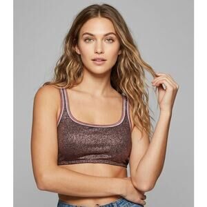 Xhilaration Bikini Swimsuit Top Juniors Medium 4-6 Rose Gold Shimmer Silver Pink